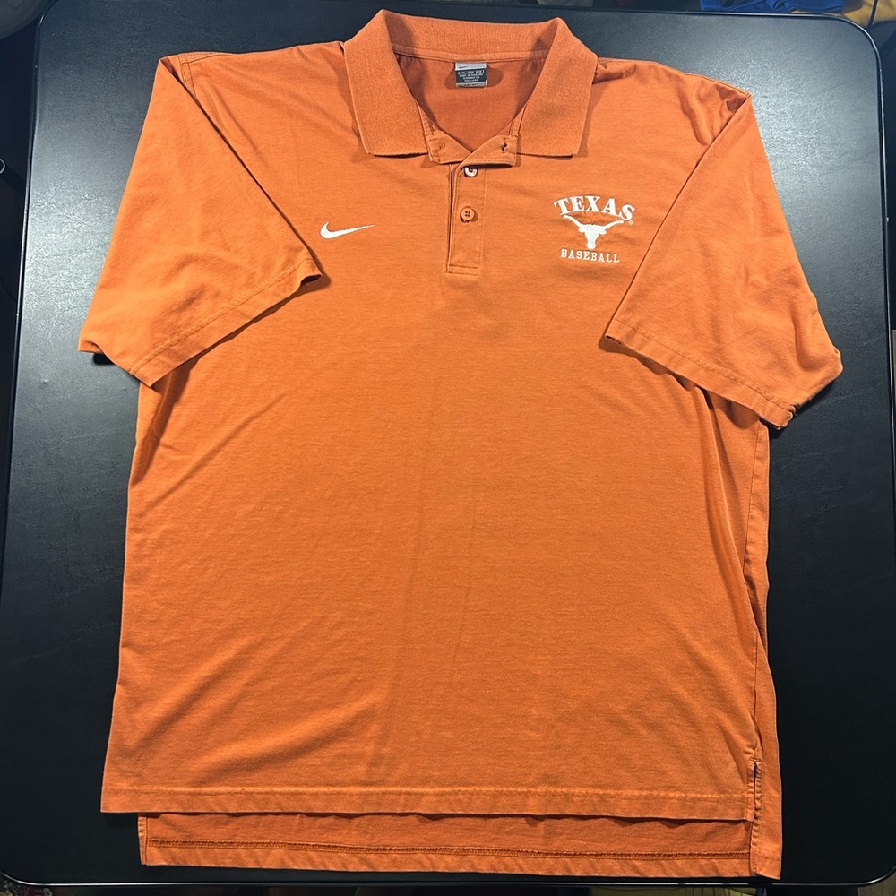 Vintage Y2K Nike Texas Longhorns UT Baseball Orange Polo Shirt Mens Size XXL
